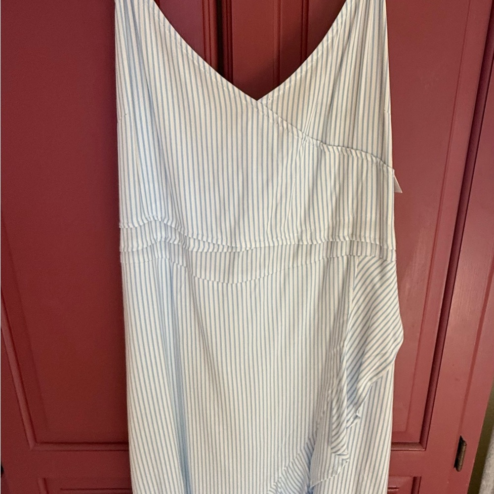 H&M Strapless Dress in White and Blue Stripes
